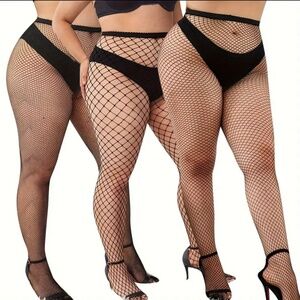 Plus Size - 3 pairs Fishnet Tights/Stocking